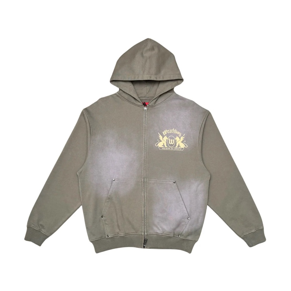 Wrathboy Maison De Wrath Lt Deep Taupe Zip Up Hoodie Sweatshirt Style Size L - Picture 2 of 6